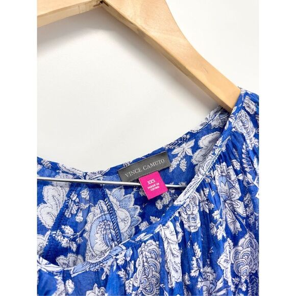 Vince Camuto Blouse Size XXS Ballon Sleeve Floral Pullover Peplum NEW - Picture 6 of 10
